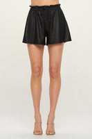 Snake Skin Embossed Pleather Pocket Shorts- BLACK