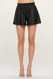 Snake Skin Embossed Pleather Pocket Shorts- BLACK