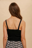 SOFT V NECK CAMI SWEATER - BLACK