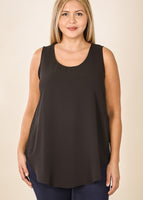 The Crepe sleeveless top -Black Curvy-