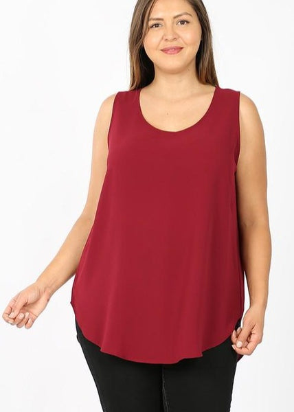 The Crepe sleeveless top -Cabernet- Curvy-