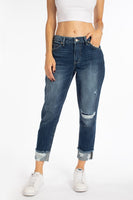 High Rise Hem Detail Boyfriend Jean - KanCan