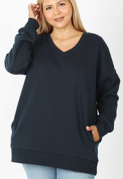 The Jes v-neck sweater - Curvy - Charcoal Heather