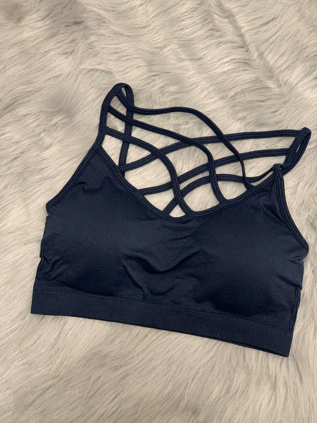 V-Lattice Bralette-Midnight Navy