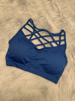 V-Lattice Bralette- Denim Blue