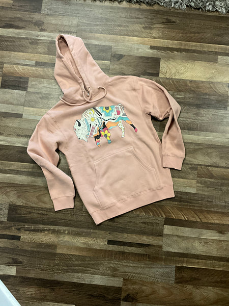 Painted Bison Heavyweight Hoodie - DUSTY PINK