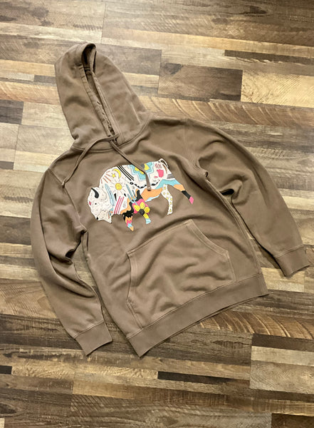 Painted Bison Garment Washed Hoodie - Clay